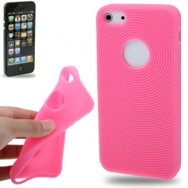 coque iPhone 5 / 5S / SE silicone logo Apple - rose