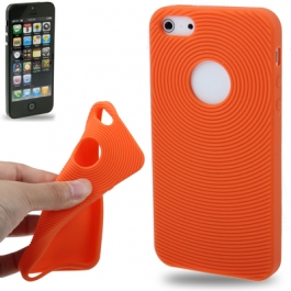 coque iPhone 5 / 5S / SE silicone logo Apple - orange