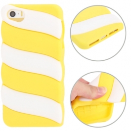 coque iPhone 5 / 5S / SE silicone 3D glace à l’italienne – Blanc / Jaune