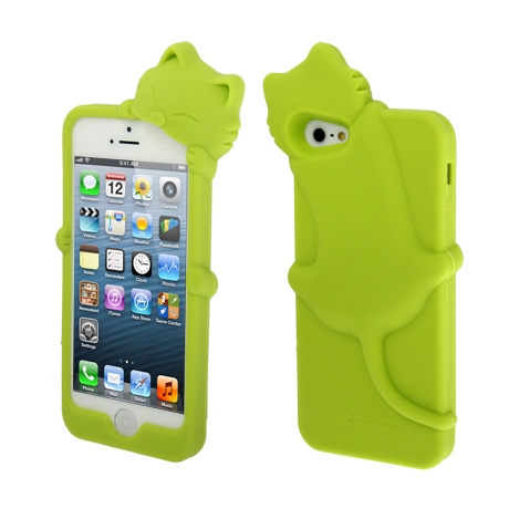 coque iPhone 5 / 5S / SE silicone 3D chat – Vert