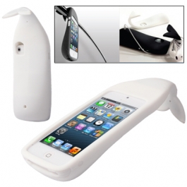 coque iPhone 5 / 5S / SE silicone 3D baleine – blanc