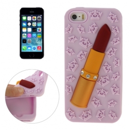 coque iPhone 5 / 5S / SE silicone 3D rouge à lèvre – violet