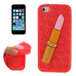coque iPhone 5 / 5S / SE silicone 3D rouge à lèvre – rouge