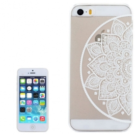 coque iPhone 5 / 5S / SE transparente blanche motif floral coté droite
