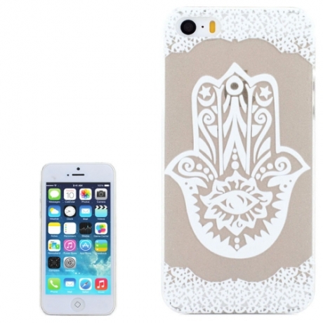 coque iPhone 5 / 5S / SE transparente blanche motif floral main de fatma