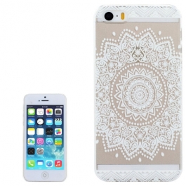 coque iPhone 5 / 5S / SE transparente blanche motif mandala