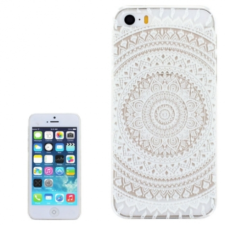 coque iPhone 5 / 5S / SE transparente blanche mandala