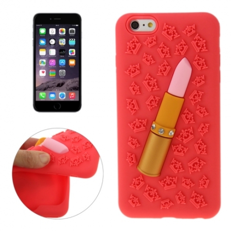 coque iPhone 6 plus / 6S plus silicone 3D rouge à lèvre – rouge