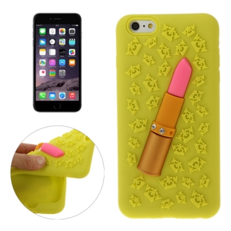 coque iPhone 6 plus / 6S plus silicone 3D rouge à lèvre – jaune