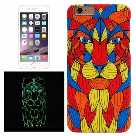 coque iPhone 6 plus / 6S plus phosphorescente multicolore motif animal - lion