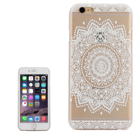 coque iphone 6 plus / 6S plus plastique transparente blanche motif fleur mandala