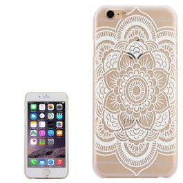 coque iphone 6 plus / 6S plus plastique transparente blanche motif mandala floral