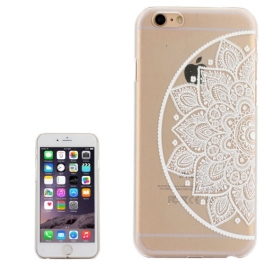 coque iphone 6 plus / 6S plus plastique transparente blanche motif fleur mandala demi droite