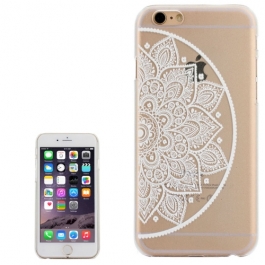 coque iphone 6 plus / 6S plus plastique transparente blanche motif fleur mandala demi gauche
