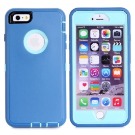 coque iPhone 6 plus / 6S plus bicolore anti-choc - bleu / bleu ciel