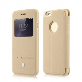 Coque iPhone 6 / 6S à rabat tactile cuir - Beige