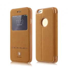 Coque iPhone 6 / 6S BASEUS à rabat tactile cuir - Marron