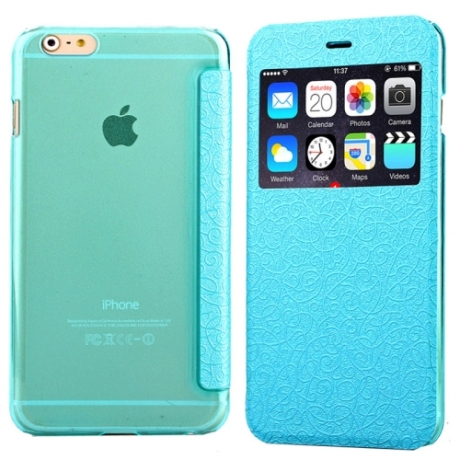 Coque iPhone 6 / 6S à rabat fenêtre porte-cartes - Bleu