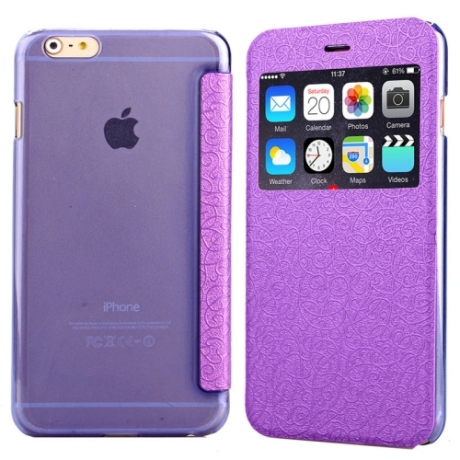 Coque iPhone 6 / 6S à rabat fenêtre porte-cartes - Violet