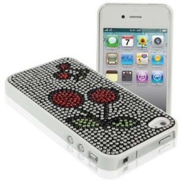 Coque Cerise strass diamants iPhone 4 et 4S