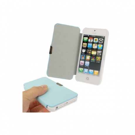 Etui de Protection Flip en cuir pour iPhone 5 Bleu