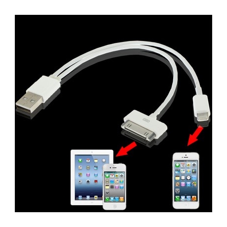 Câble 2 en 1 : Recharge + synchronisation iPhone 5 & iPhone 4S / 4