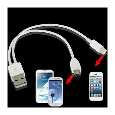 Câble 2 en 1 : Lightning iPhone 5 & Samsung S3