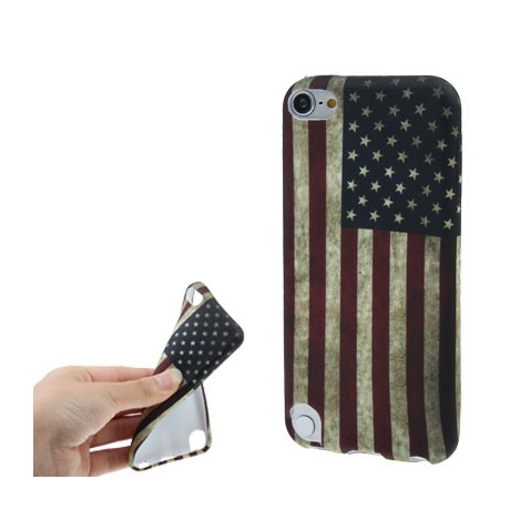 Coque drapeau USA / Etats-Unis en silicone souple iPod Touch 5g