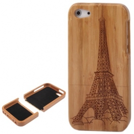 Coque de protection tour eiffel en bois bambou détachable iPhone 5