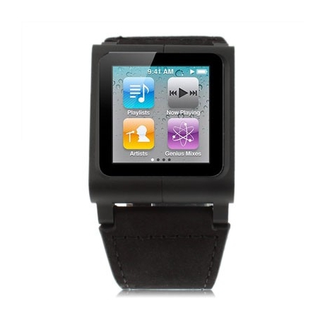 Montre en cuir pour iPod Nano 6 Couleur noir