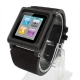 Montre en cuir pour iPod Nano 6 Couleur noir