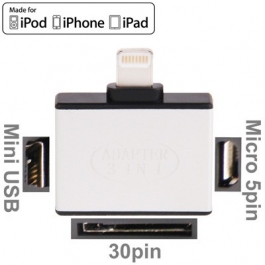 Adaptateur Lightning vers iPhone 30 broches, mini USB et micro USB