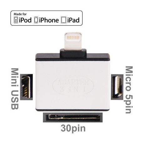 Adaptateur Lightning vers iPhone 30 broches, mini USB et micro USB