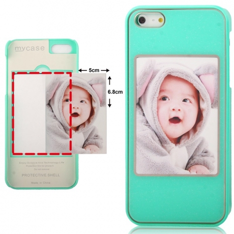 Coque iPhone 5 Cadre Photo Perso couleur turquoise