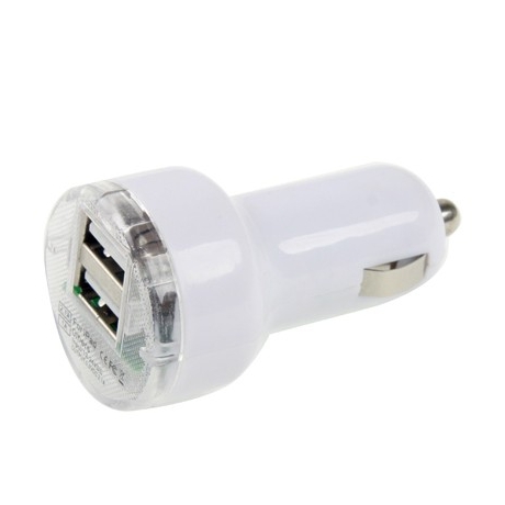 Adaptateur allume-cigare (x2 ports USB) iPhone couleur blanc