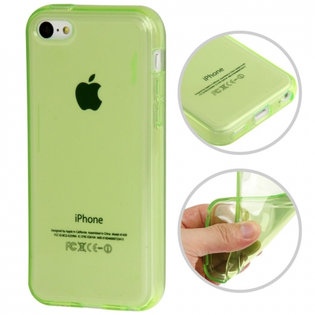 Coque iPhone 5c semi-transparente en silicone couleur vert