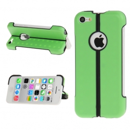 Coque iPhone 5C silicone double layer avec support intégré couleur vert