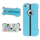 Coque iPhone 5C silicone double layer avec support intégré couleur bleu