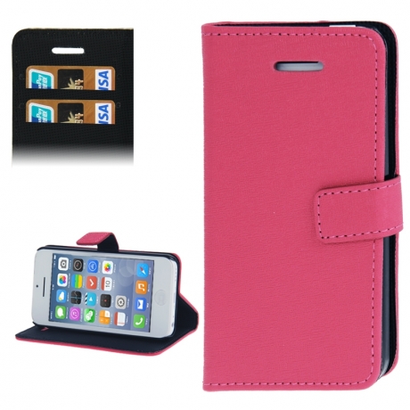 Housse porte-cartes en cuir iPhone 5C couleur magenta