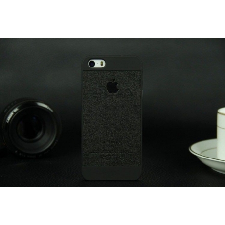 Coque iPhone 5 / 5S surface texture cuir avec logo Apple 